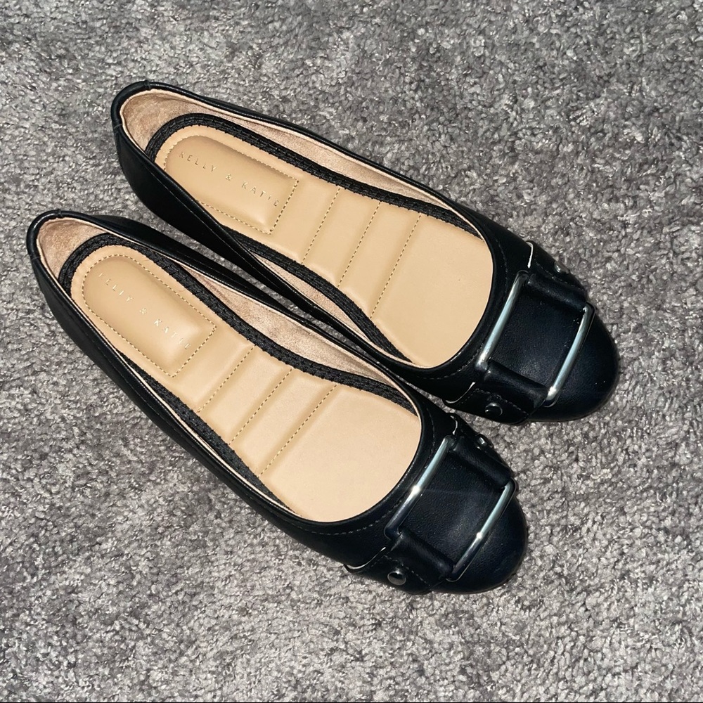Kelly & Katie Black & Silver Flats